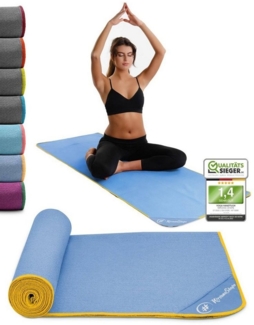 NirvanaShape Sporthandtuch Yoga Handtuch mit Antirutsch-Noppen, Yogatuch-Auflage für Yogamatte, Microfaser, +Yoga Einführungs eBook, Yogatuch-Auflage Saugstark, Hygienisch