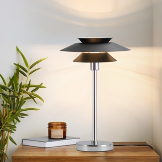 ZMH Tischlampe Schwarz Moderne Nachttischlampe E14 1 Flammig Wohnzimmer Tischleuchte Metall Design mit Kabel Nachttischleuchte für Schlafzimmer Arbeitzimmer Schreibtisch (ohne Leuchtmittel)