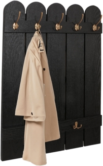 Wandgarderobe HWC-N95, Garderobe Garderobenpaneel, Paulownia 7 Haken 86x60cm ~ schwarz