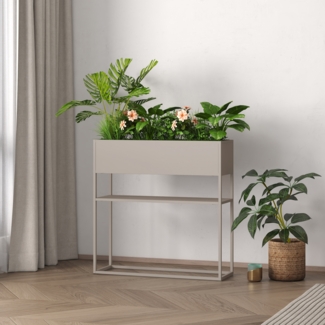Blumenständer Joensuu mit Ablage 80x80x25cm Hellgrau [en. casa]