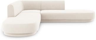 Micadoni 5-Sitzer Samtstoff Symmetrisches Ecksofa Miley | Bezug Light Beige | Beinfarbe Black Plastic