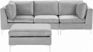 3-Sitzer Sofa Samtstoff mit Ottomane grau EVJA