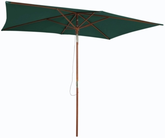 Pure Home & Garden Sonnenschirm Timber grün 2x3 m Holz Gartenschirm Balkonschirm, LxB: 300,00x200,00 cm, abknickbar