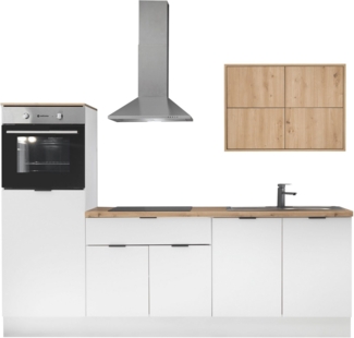 KOCHSTATION Küchenzeile KS-Georgia, mit 38mm starker Arbeitsplatte, Breite 250 cm, wahlweise mit E-Geräten und Kühlschrank