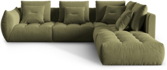 Micadoni Ecksofa Bloom 4-Sitzer Samt Hellgrün Rechts