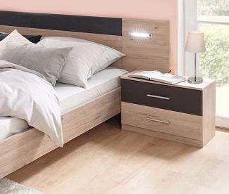 2er Set Nachtkonsolen Nachtschrank Angie 52cm hickory oak graphit