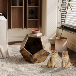 Celya Beistelltisch Beistelltisch Katzenmöbel, Multifunktionaler Beistelltisch, katzenhaus (MDF Mehrzweck-Möbel, Stabiles Design mit einfacher Montage, Antike Holzfarbe), 66CM Modernes Haustier Möbel, Katzentransporter Beistelltisch