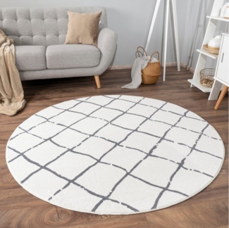 Paco Home Teppich Luton 663, rund, Höhe: 12 mm, Kurzflor, Rauten Muster, Scandi Design, Wohnzimmer, Esszimmer