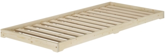 Einzelbett Niedrigbett unbehandeltes Holz 90x200 Fichte Tanne V-60.47N-09Rollrost inkl.