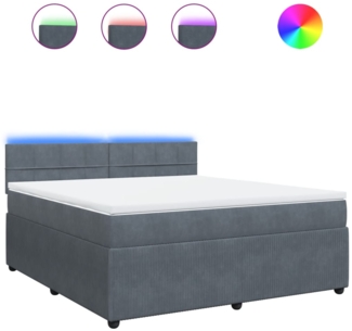 vidaXL Boxspringbett mit Matratze Dunkelgrau 180x200 cm Samt 3290107