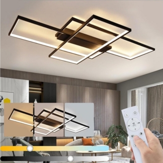 Nettlife LED Deckenleuchte Modern Schwarz 35W 65CM Geometrisch 3000K Deckenlampe, Dimmbar mit Fernbedienung, LED fest integriert, Warmweiß, Neutralweiß, Kaltweiß, 3000-6000K für Schlafzimmer Wohnzimmer Flur Büro Balkon