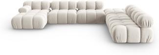 Micadoni Modulares Panorama Ecksofa Bellis 7-Sitzer Rechts Samtstoff Helles Beige