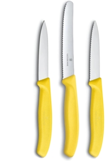 Victorinox | Swiss Classic Trio | 3-tlg. Gemüsemesser Set | ergonomische Griffe | Gelb | ideal für vielfältige Küchenaufgaben