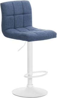 DELUKE® Barhocker MADRID - Blau, Stoff, Weiß Barhocker mit Lehne Barstuhl Tresenhocker Tresenstuhl Kneipenhocker Kneipenstuhl