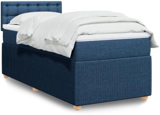 vidaXL Boxspringbett mit Matratze Blau 90x200 cm Stoff 3289659