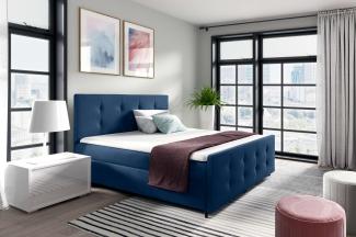 99rooms Primo Boxspringbett 120x200 cm Strukturstoff INARI Dunkelblau