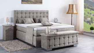 Meisterbetten Boxspringbett Lanz 140x220 in DS-Silbergrau, Matratzenbezug Nano, Ergoflex-Topper