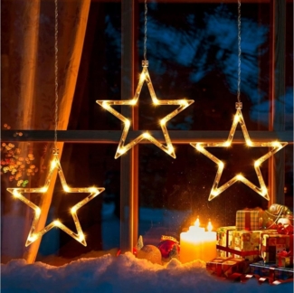 Elegear LED-Lichterkette 160cm Lichterkette für fenster Weihnachtsdeko, mit 8 Modi Timer Haken, 30-flammig, led lichterkette weihnachten für außen & innen, Batteriebetrieben