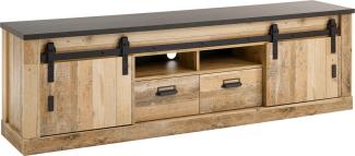 Home affaire Lowboard SHERWOOD, modernes Holz Dekor, mit Scheunentorbeschlag aus Metall, Breite 201 cm