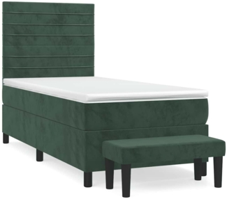 vidaXL Boxspringbett mit Matratze Dunkelgrün 90x190 cm Samt 3137878