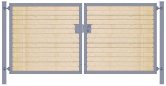 Elektrisches Einfahrtstor Premium-Line (2-flügelig) mit Holzfüllung waagerecht symmetrisch anthrazit B: 400 cm H: 140 cm