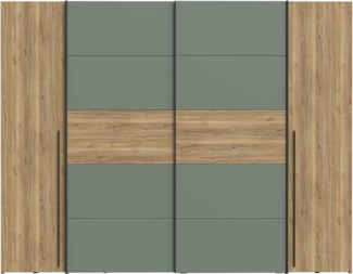 Kleiderschrank Nigel / Narago , Holzwerkstoff , Grün, Holzfarben , 270 x 210 x 61 cm
