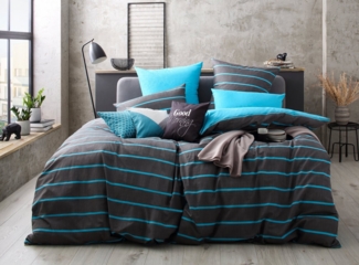 my home Bettwäsche Katja, Linon, 2 teilig, Bettwäsche aus Baumwolle, Bettwäsche mit Streifen-Design, Wendeoptik