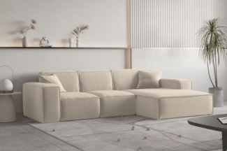 Ecksofa CELES PREMIUM in Stoff Opera Velvet Beige Ottomane Rechts / Speed