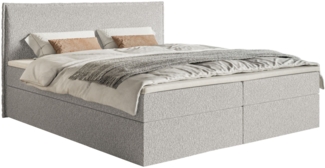 Selsey 'Softie' Boxspringbett 140x200 cm mit Topper und Stauraum, Chenille, Hellgrau