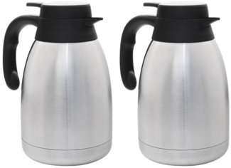 HAC24 Isolierkanne Thermoskanne Kaffeekanne Teekanne Thermo Kaffee Tee Kanne, 1,5 l, (2-St), Edelstahl Einhandautomatik