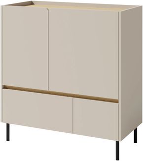 Kommode Lonitz LZ09 (Farbe: Sandbeige / Sandbeige + Geölte Eiche)