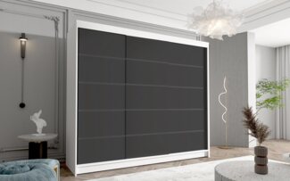 Sofnet Kleiderschrank Davos VII (mit Schiebetüren und Kleiderstange) Schwebetürenschrank mit 3 Türen, Schiebetürenschrank - 250x215x58 cm