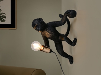 Wandleuchte LOUY mit Stecker und Schalter Affenlampe Schwarz, Höhe 36,5cm