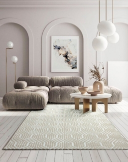 merinos Teppich Creation 50057, rechteckig, Höhe: 10 mm, elegant, glänzend, Kurzflor, pflegeleicht, Wohnzimmer