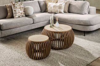 KAWOLA Couchtisch ATUEL Set 2-tlg. Keramik weiß 40 x 75 x 75 cm