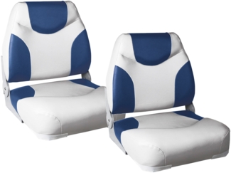 Bootssitz Scilla 2er Set Kunstleder klappbar Blau/Weiß pro. tec