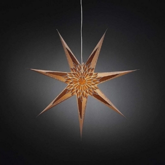 KONSTSMIDE Dekostern 2984-280 Weihnachtsstern 78cm weiß Muster goldbraun Kabel-Schalter