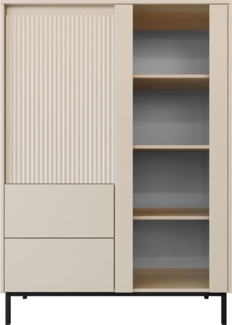 Vitrine Ozmi 2D2S mit zwei Drehtür und zwei Schubladen (Farbe: Cashmere)