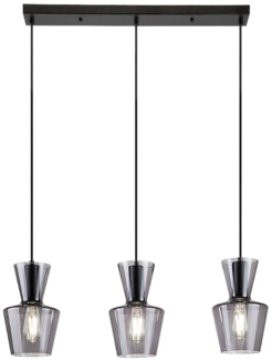 Rabalux 72163 Hängeleuchte ABRA E27 3x max. 40W Metall mattschwarz, Glas getönt L:170cm B:60cm H:170cm Ø15cm dimmbar