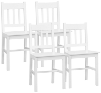 HOMCOM Esszimmerstuhl 4er Set Wohnzimmerstuhl (Küchenstuhl, 4 St), für Küche, Esszimmer, Kiefernholz, Weiß, 41 x 46,5 x 85,5 cm