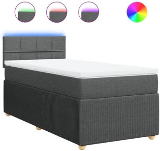 vidaXL Boxspringbett mit Matratze Dunkelgrau 80x200 cm Stoff 3289584