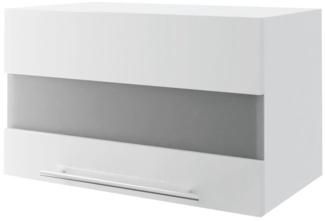 Feldmann-Wohnen Klapphängeschrank Essen (W4BS/60 LAM, 1 Klappe mit Milchglaseinsatz, innen 1 Fach, 1-St, moderne Optik, lackierte Fronten) 60x32,5x36cm weiß - schwarz Hochglanz (ES-W4BS/60/LAM)