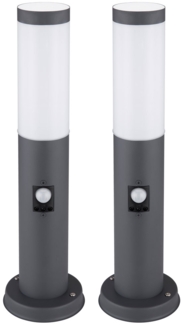 2x Sockelleuchte, Edelstahl, anthrazit, Sensor, H 45 cm