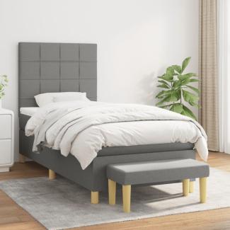 vidaXL Boxspringbett mit Matratze Stoff Dunkelgrau 90x190 cm