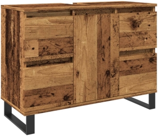vidaXL Waschbeckenunterschrank Altholz-Optik 80x33x60 cm Holzwerkstoff 857238