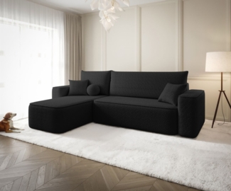 Ecksofa Schlafsofa Sofa AGEPO Stoff Quelle Schwarz Ottomane Links