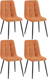 CLP 4er Set Esszimmerstuhl Tilde gepolstert mit Rückenlehne bis 150 kg belastbar,orange Cord