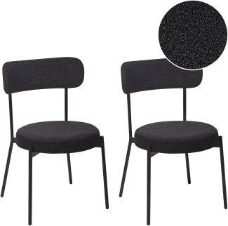 Esszimmerstuhl 2er Set ALLISON Bouclé Schwarz