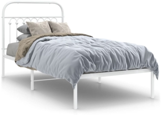 vidaXL Bettgestell mit Kopfteil Metall Weiß 90x200 cm 376642