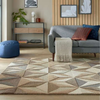 FLAIR RUGS Wollteppich Reverie, rechteckig, Höhe: 10 mm, Geometrischer Teppich Reverie aus Wolle